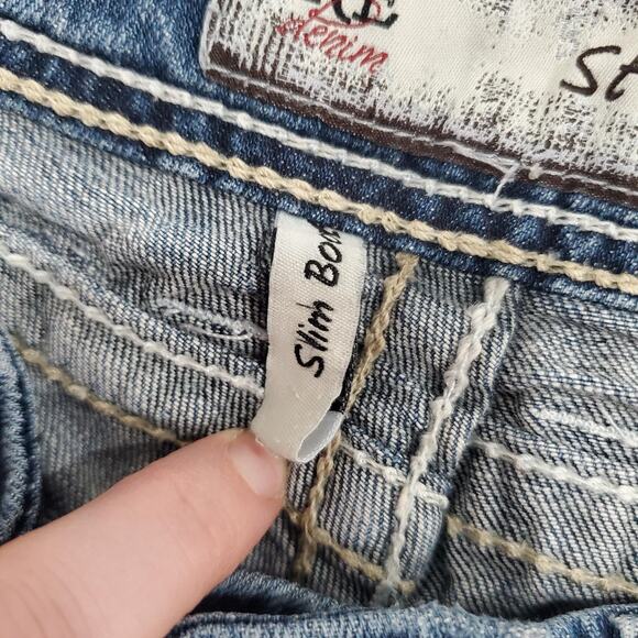 Y2K BKE Stella Jeans Low Rise Womens 30L Long Blue Slim Boot Bootcut Distressed - Picture 10 of 13